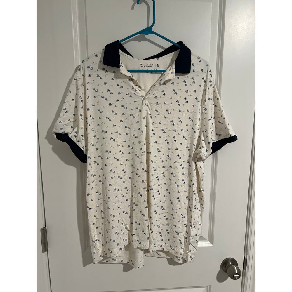 Abercrombie & Fitch Gulf Cart Print Polo – Size XL